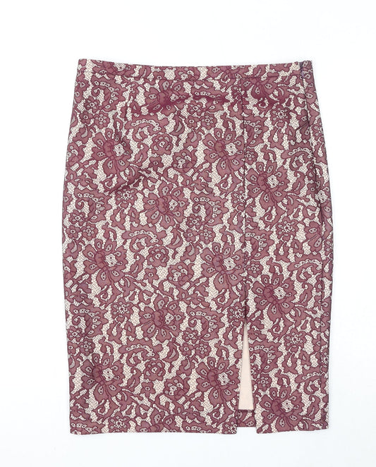 NEXT Womens Purple Geometric Polyester A-Line Skirt Size 12 Zip