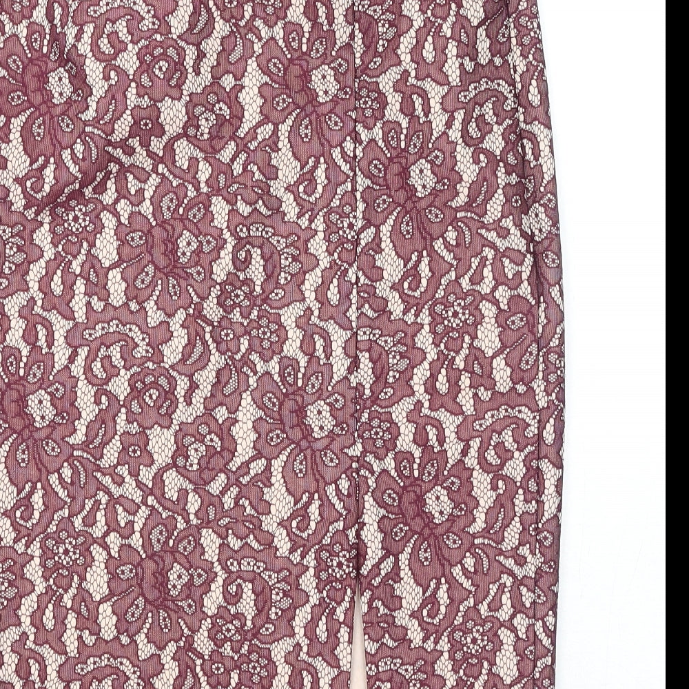 NEXT Womens Purple Geometric Polyester A-Line Skirt Size 12 Zip