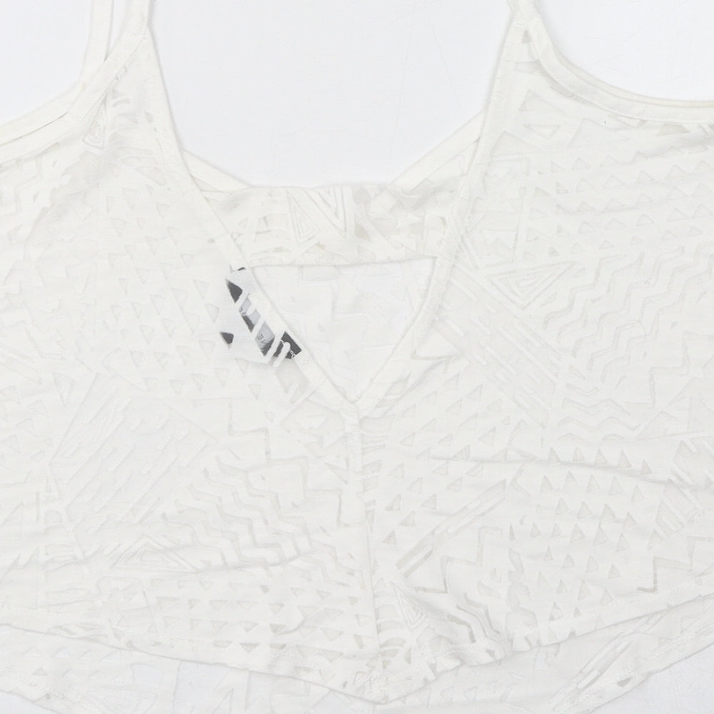 Womens UK Size 14 New Look White Cropped Tank
