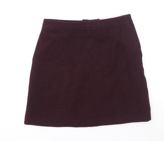 New Look Womens Purple Polyester A-Line Skirt Size 8 Zip