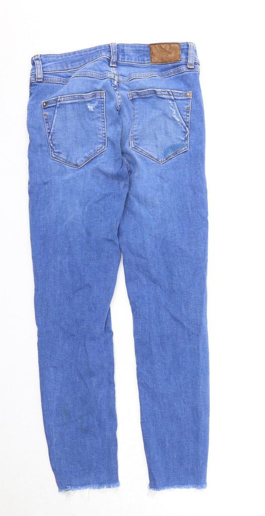 River Island Womens Blue Cotton Straight Jeans Size 8 Regular Zip
