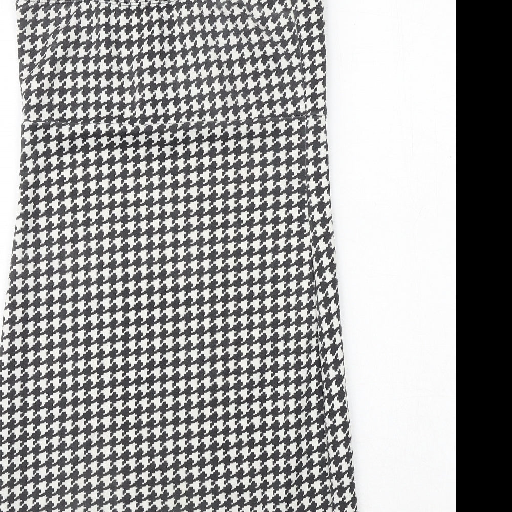 Missguided Womens Black Houndstooth Polyester Slip Dress Size 10 Square Neck Pullover