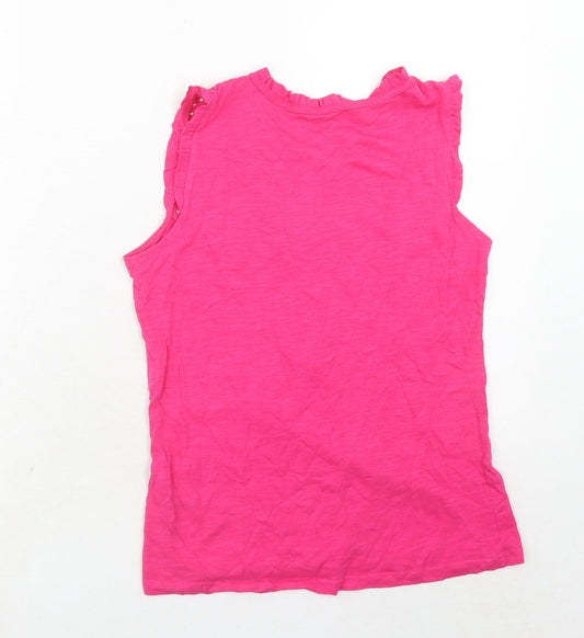 b.young Womens Pink Cotton Basic Blouse Size M V-Neck - Broderie Anglaise