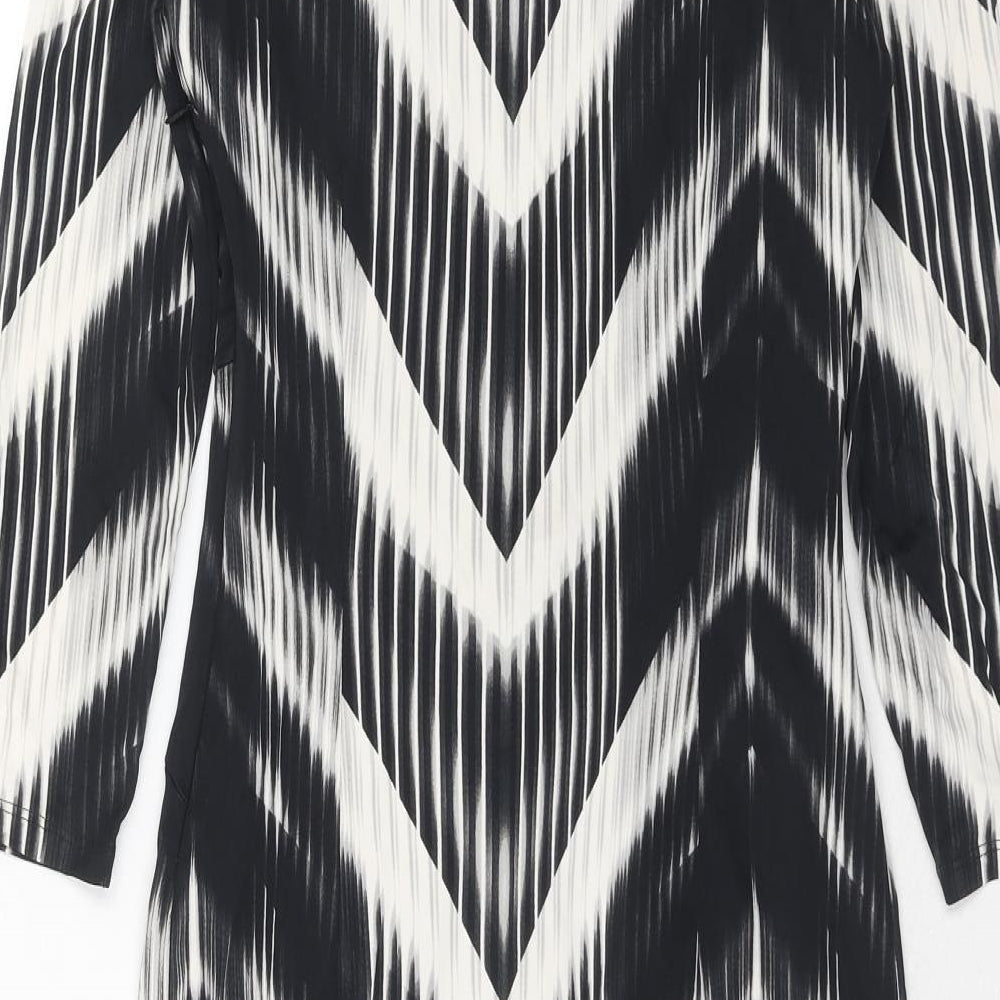 Autograph Womens Black Geometric Viscose A-Line Size 12 Round Neck Zip