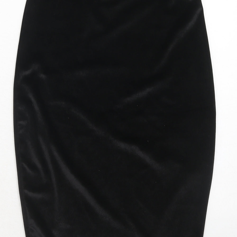 Boohoo Womens Black Polyester A-Line Skirt Size 8