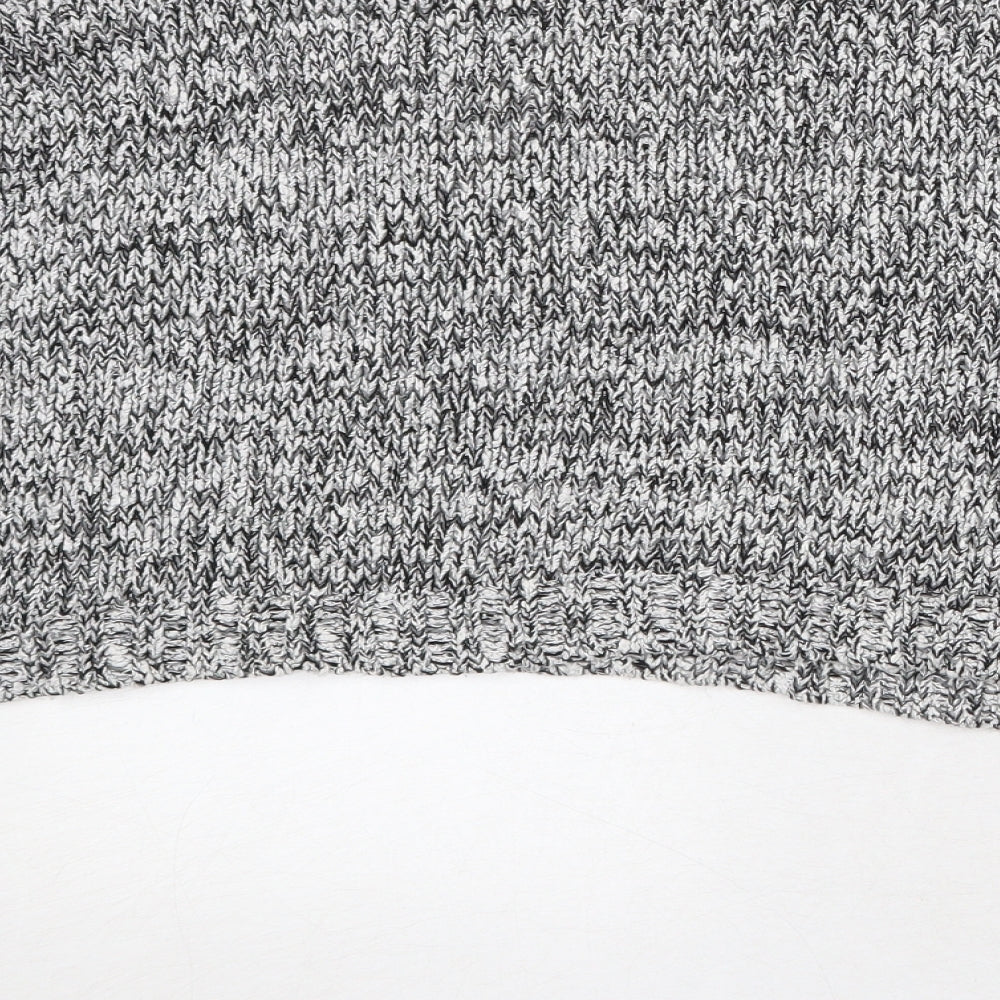 Boohoo Womens Grey Round Neck Geometric Acrylic Pullover Jumper Size S - Size S/M