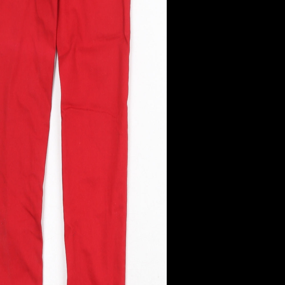 Divided by H&M Womens Red Herringbone Cotton Jegging Jeans Size 8 Regular Zip