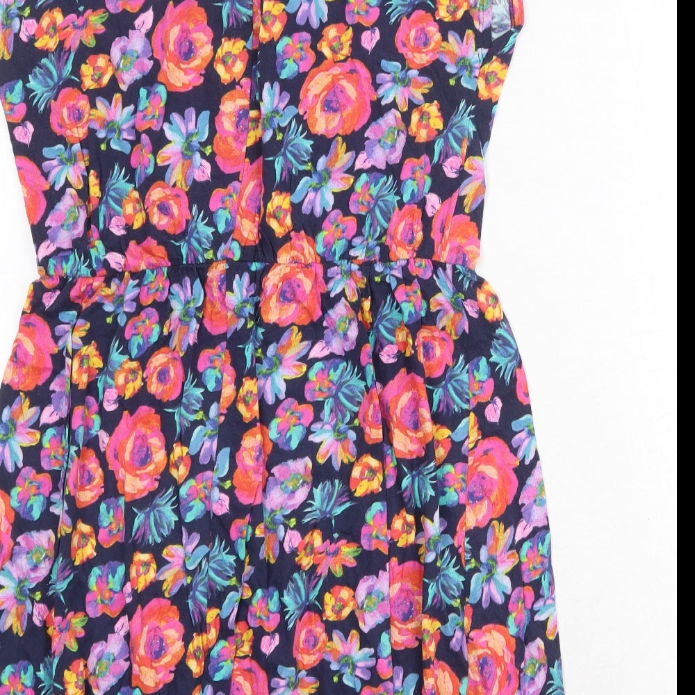 Dorothy Perkins Womens Multicoloured Floral 100% Cotton A-Line Size 14 Round Neck Pullover