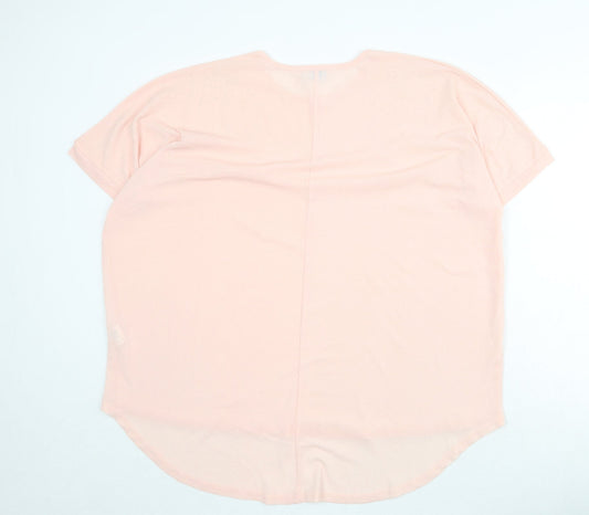 Blue Vanilla Womens Pink Polyester Basic Blouse Size S Round Neck - Size S/M