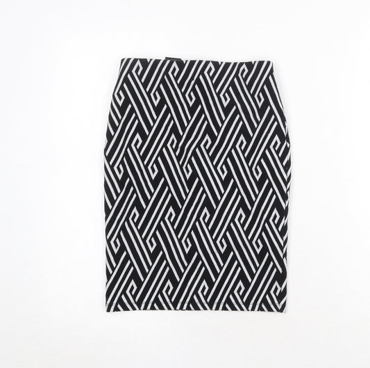 Divided by H&M Womens Black Geometric Cotton Straight & Pencil Skirt Size XS