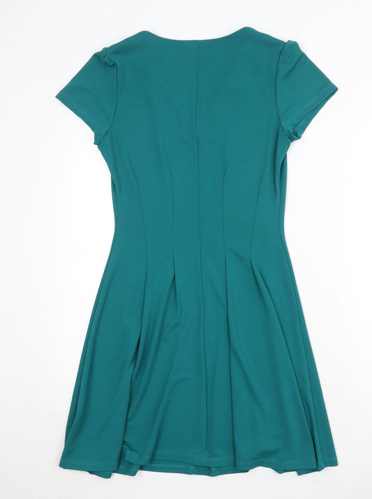 Billie & Blossom Womens Blue Polyester Trapeze & Swing Size 10 V-Neck Pullover