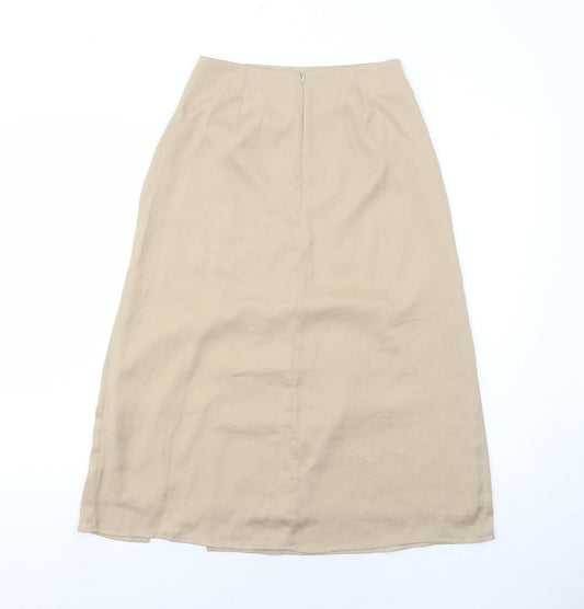 Marks and Spencer Womens Beige Polyester Swing Skirt Size 6 Zip