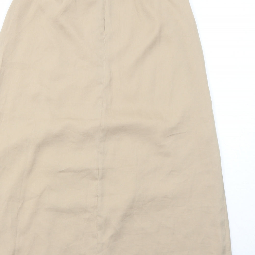 Marks and Spencer Womens Beige Polyester Swing Skirt Size 6 Zip