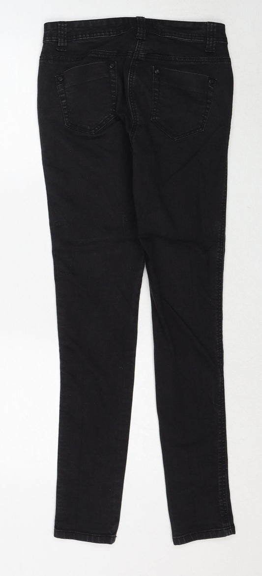 M&Co Womens Black Cotton Skinny Jeans Size 10 Regular Zip