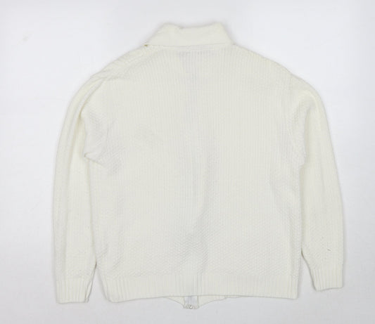 Glimpse Womens White Collared Polyester Full Zip Jumper Size L