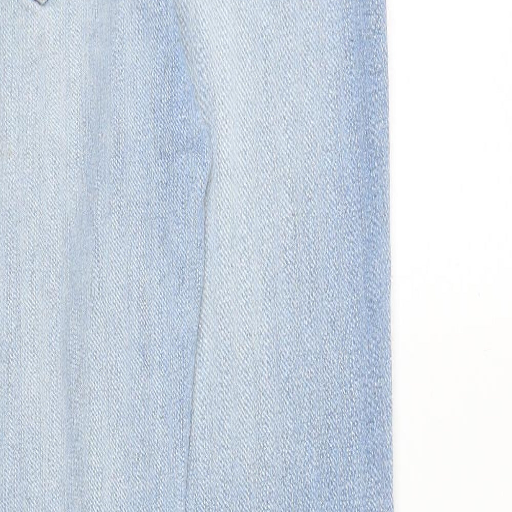 Brand and care label for AriZona women’s blue polyester jegging jeans, size UK 27, in regular