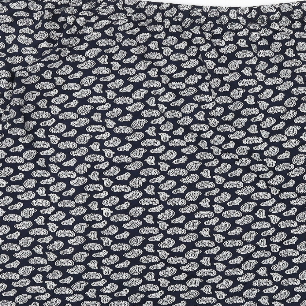 Boohoo Womens Blue Geometric Polyester Basic Blouse Size 16 Round Neck