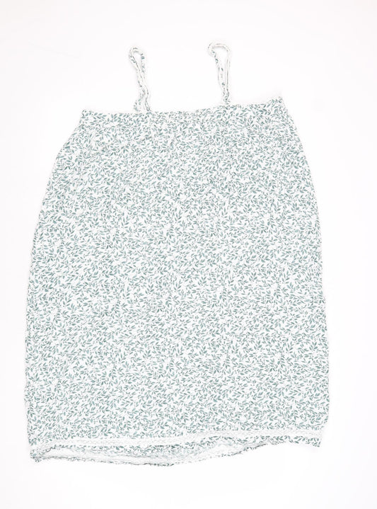 dusk Womens Green Floral Viscose Slip Dress Size L Square Neck Pullover