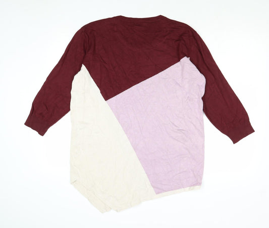 Kaleidoscope Womens Multicoloured Round Neck Geometric Viscose Pullover Jumper Size 14 - Size 14-16