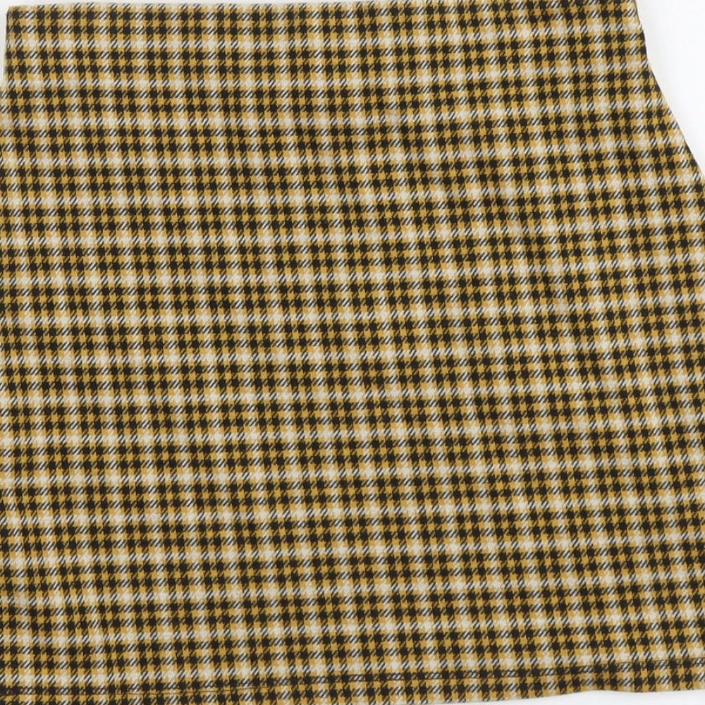 New Look Womens Yellow Plaid Polyester Bandage Skirt Size 10