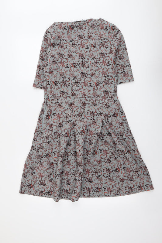 NEXT Womens Grey Geometric Polyester Trapeze & Swing Size 12 Round Neck Pullover