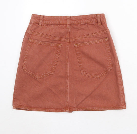 ASOS Womens Pink Cotton A-Line Skirt Size 8 Button