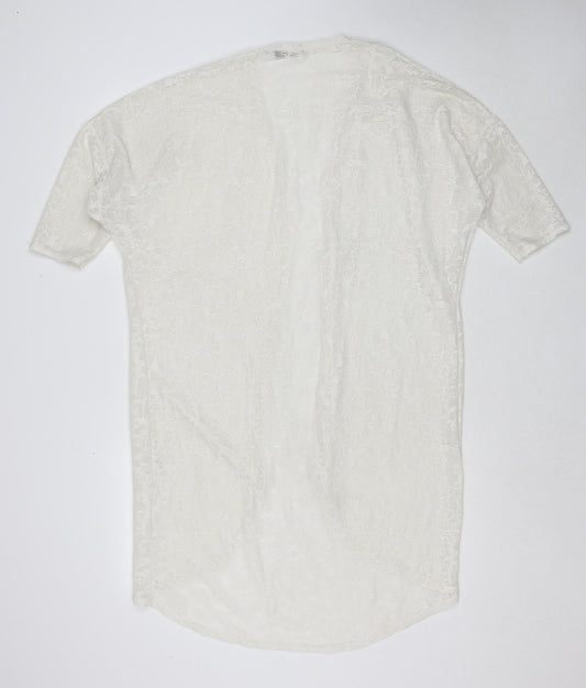 Ayanapa Womens White V-Neck Polyester Cardigan Jumper Size 8