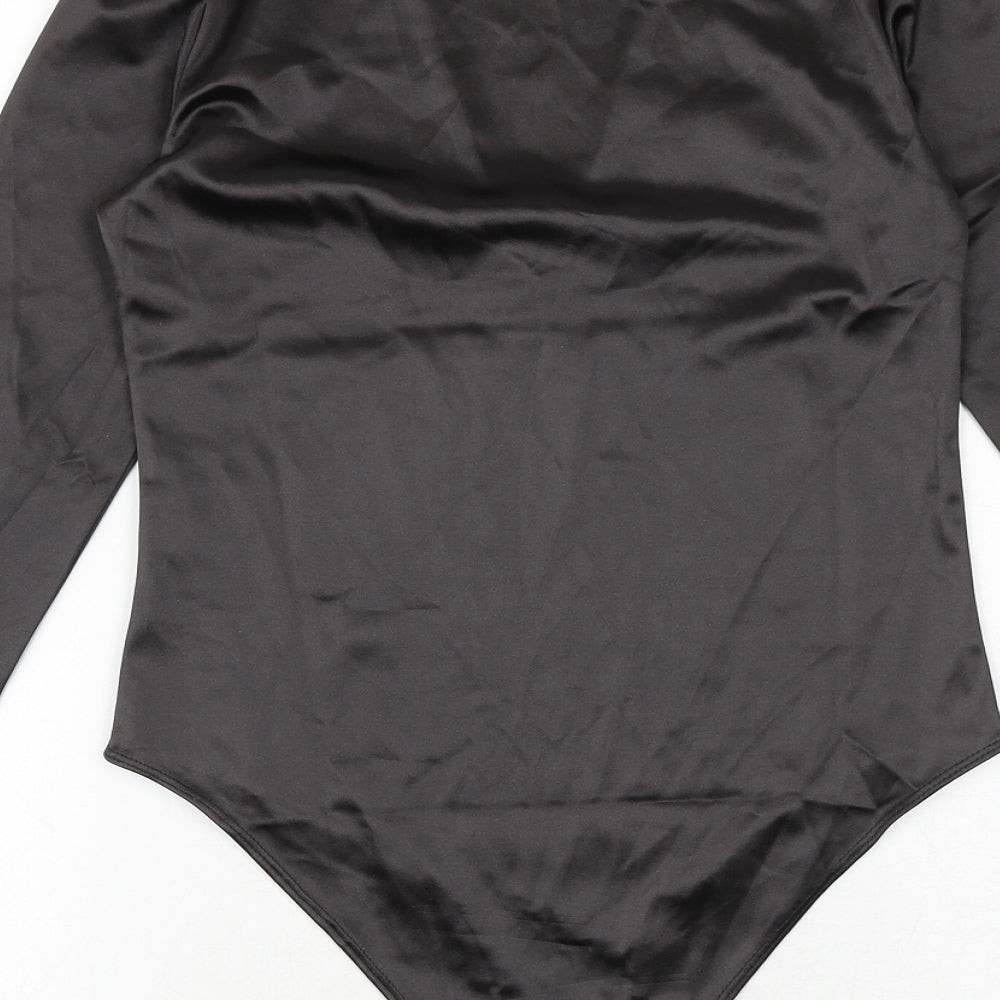 H&M Womens Black Polyester Bodysuit One-Piece Size S Snap