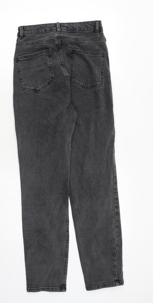 ASOS Womens Grey Cotton Straight Jeans Size 24 in L32 in Extra-Slim Zip