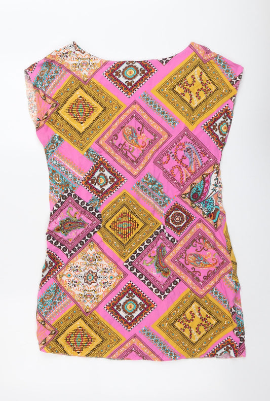 New Look Womens Multicoloured Geometric Viscose Mini Size 14 Round Neck Pullover