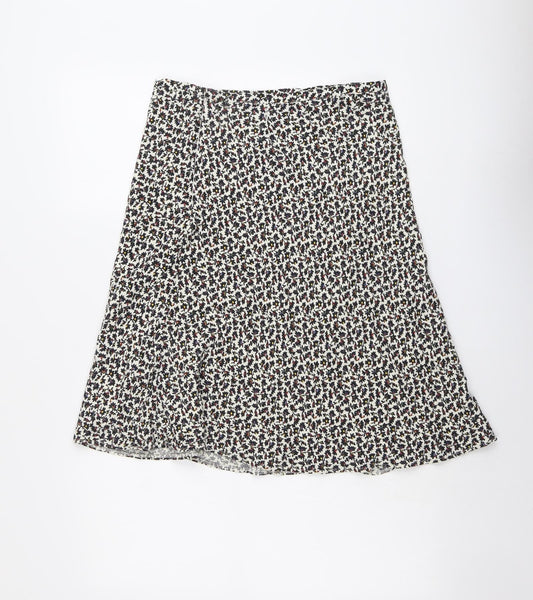 Marks and Spencer Womens Multicoloured Floral Polyester Swing Skirt Size 28 in Zip