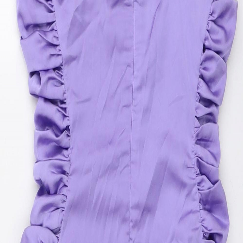 Missguided Womens Purple Polyester Bodycon Size 4 Round Neck Zip