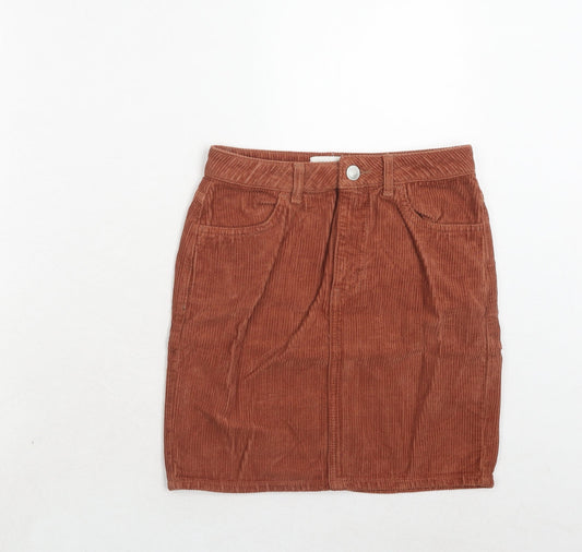 Additional front view of BDG women’s brown cotton a-line skirt, size XS, zip