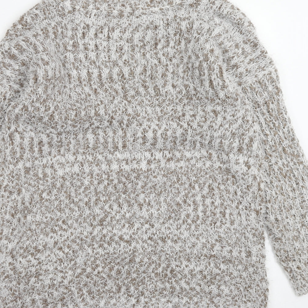 Body Flirt Womens Beige V-Neck Polyester Pullover Jumper Size S