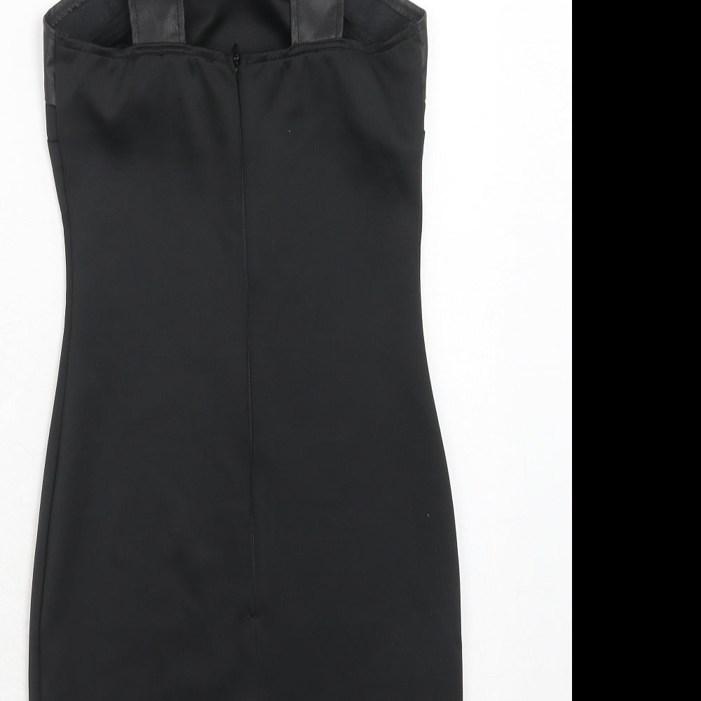 AX Paris Womens Black Polyester Bodycon Size 6 V-Neck Zip