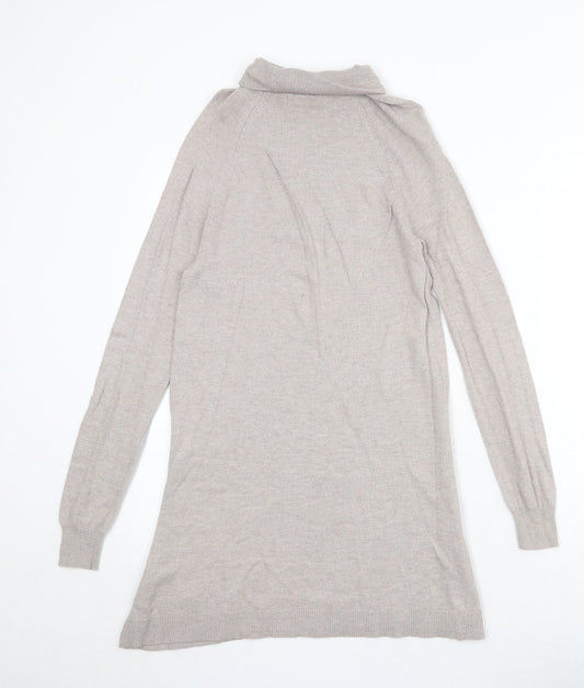 Marks and Spencer Womens Beige Viscose Jumper Dress Size XS Roll Neck Pullover