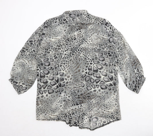 Womens UK Size 14 JUST ELEGANCE Grey Basic Button-Up