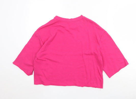 Divided Womens Pink Cotton Pullover Sweatshirt Size S Pullover