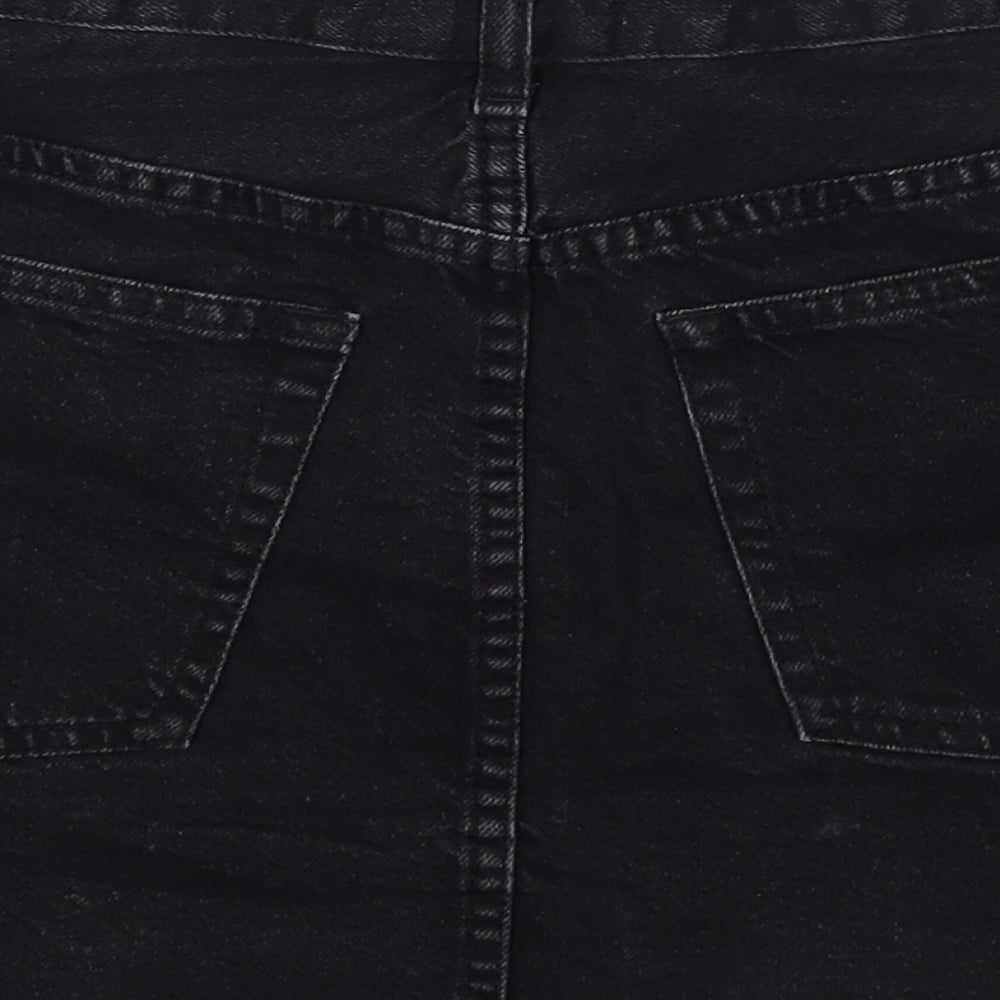 Bershka Womens Black Cotton Mini Skirt Size 8 Zip
