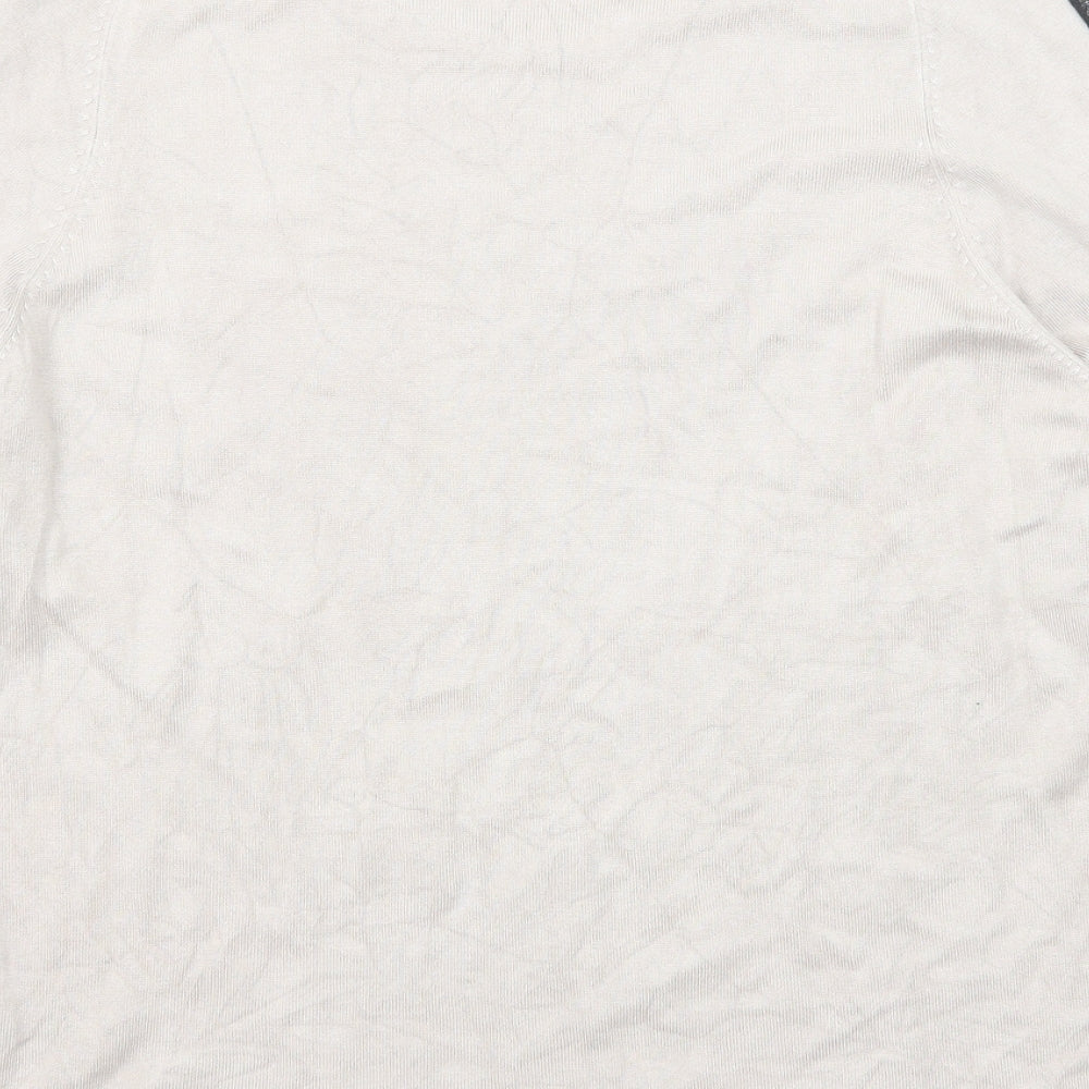 Autograph Womens Beige Round Neck Viscose Pullover Jumper Size 14 - Lace Detail