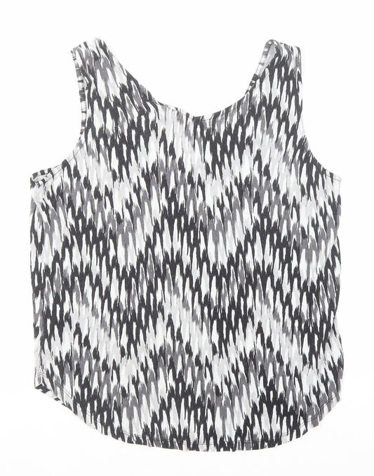 b.young Womens Black Geometric Cotton Basic Tank Size M Round Neck