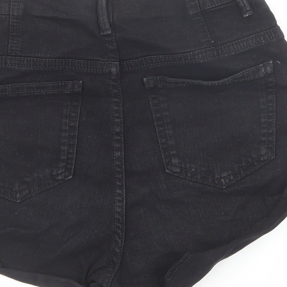 Topshop Womens Black Cotton Hot Pants Shorts Size 26 in Regular Zip