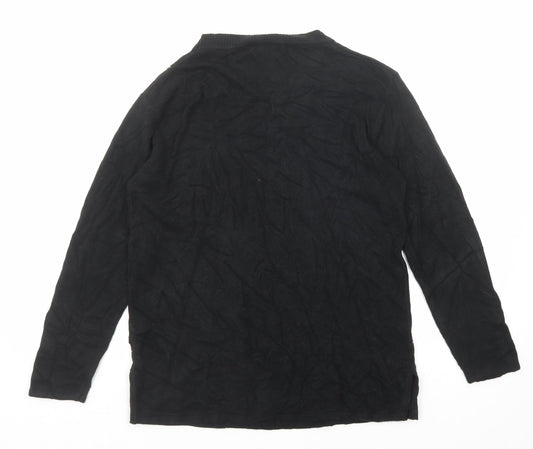 Frank Saul Womens Black Round Neck Acrylic Pullover Jumper Size S