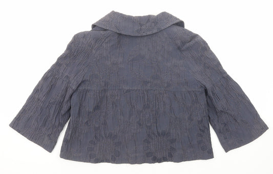 Edina Ronay Womens Blue Geometric Jacket Size 12 Button