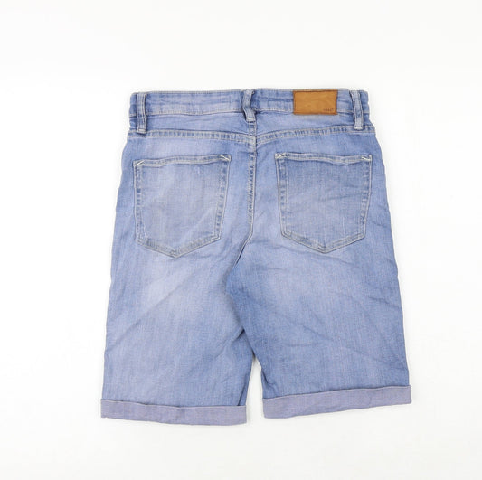 H&M Womens Blue Cotton Chino Shorts Size 27 in Regular Zip