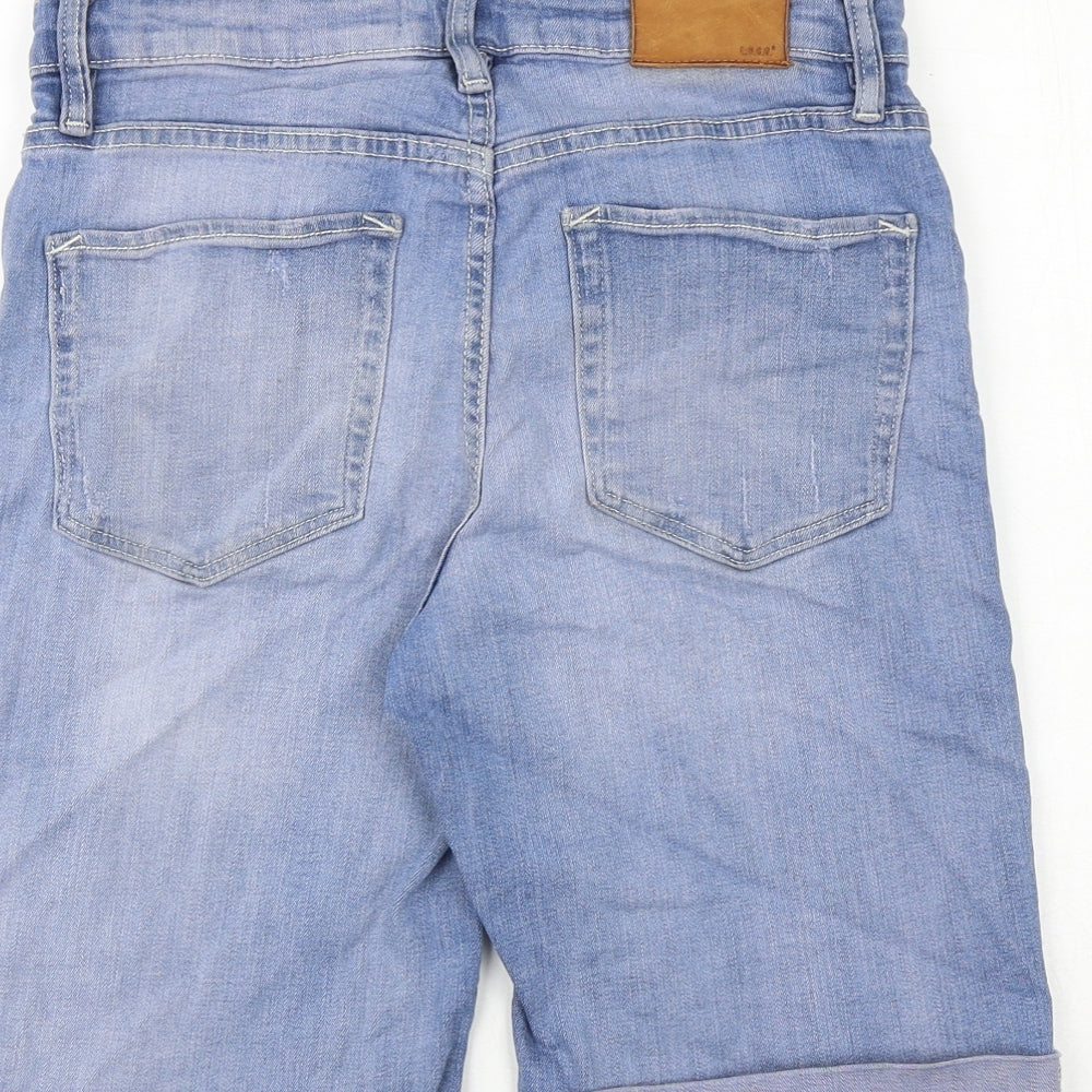 H&M Womens Blue Cotton Chino Shorts Size 27 in Regular Zip