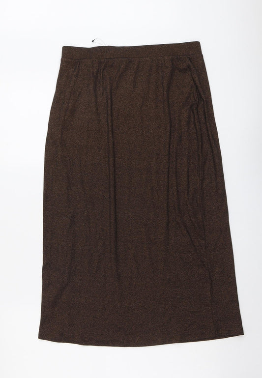 Marks and Spencer Womens Brown Cotton A-Line Skirt Size 12