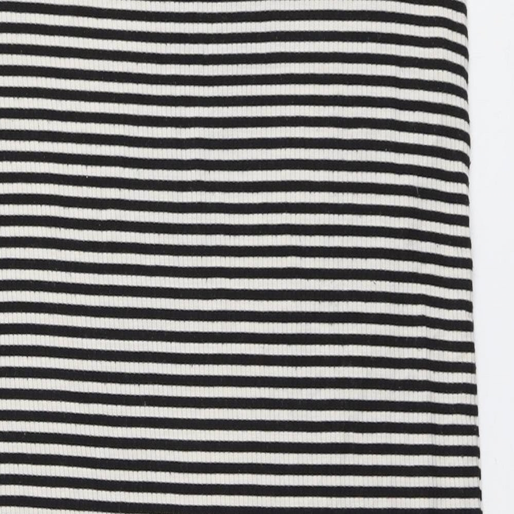H&M Womens Black Striped Polyester A-Line Skirt Size M
