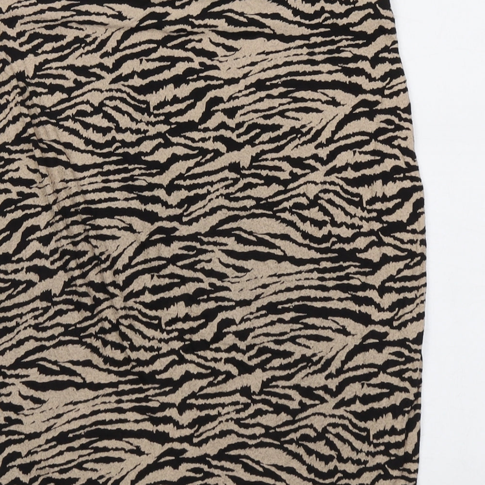 Dorothy Perkins Womens Beige Animal Print Viscose Bandage Skirt Size 10 - Tiger Pattern