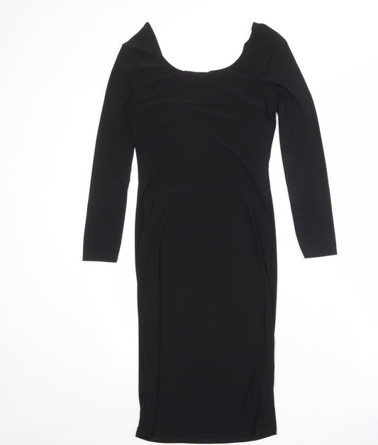 Boohoo Womens Black Polyester A-Line Size 10 Square Neck Pullover